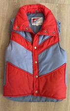Vintage 1970s 'Rapido' Youth Winter Puffer Vest Size 10 Red Gray Marty McFly