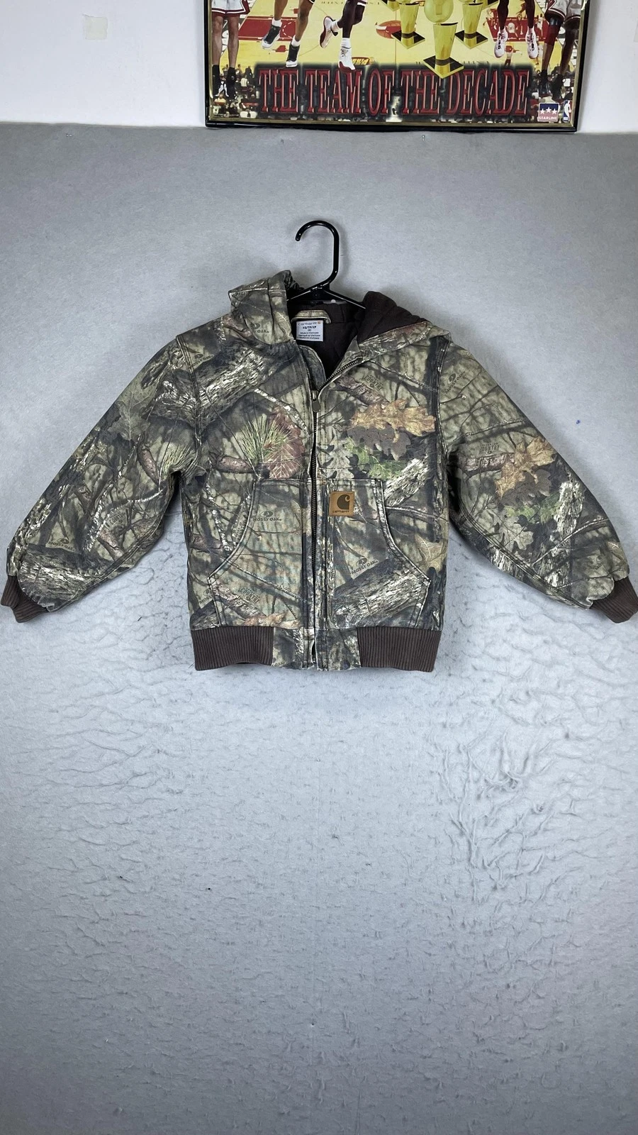 Carhartt Jacket Boys 6 Green Camo Hooded Canvas Quilted Insulated Winter Coat