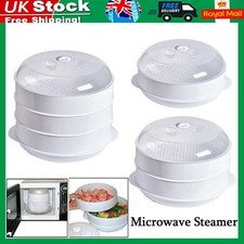 Microwave Vegetable Steamer Fish Pasta Rice Steaming Pot Healthy Eating 1/3Tier