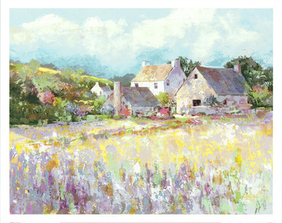 Jacqueline Penny In Full Bloom Watercolor Print Village 30x24 in
