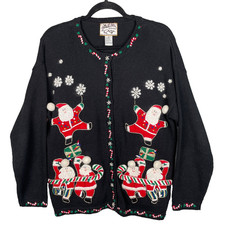 Vintage Heirloom Collectibles Knit Christmas Cardigan Size M Multicolor Cottage