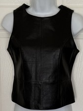 Wilsons Leather Sleeveless Top / Vest Size XS Black Pelle Studio