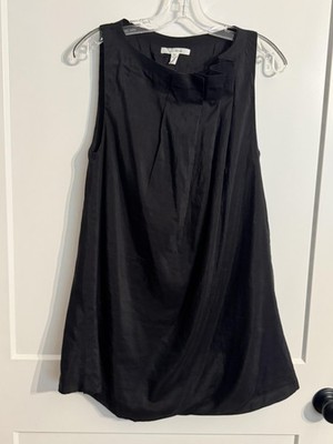 Trinity Sz L Black Sleeveless Pleated Shift Little Black Dress LBD Party Wedding