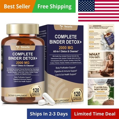 2000MG All-in-1 Detox Binder, Activated Charcoal, Zeolite, Bentonite Clay, Al...