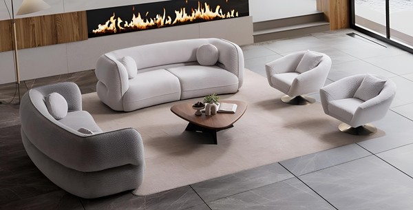 Graues Modernes Sofa-Set 3-Sitzer Sofas Sessel Edle WohnzimmermöBel-image
