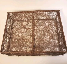 Vintage Metal Wire Mesh Storage Box With Attached Lid  12.5" × 10" × 4"