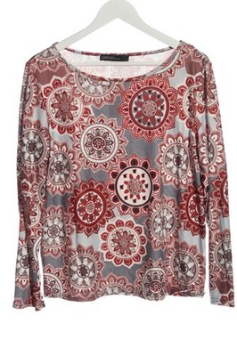 ZANZEA Strickshirt Damen Shirt Gr. DE 40 hellgrau-rot-weiß Casual-Look