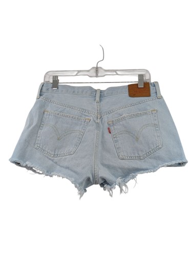 Levis 501 Shorts Damen 29 blau helle Waschung distressed Denim Jeans Button Fly Cut - Bild 4 von 13