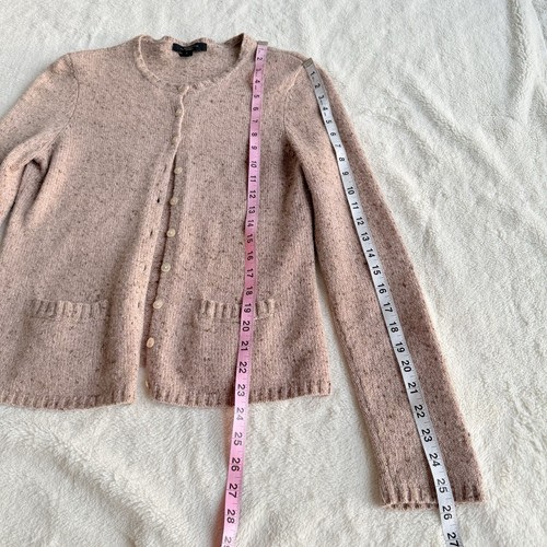 Weekend Max Mara Beige Pink Wool Cashmere Long Sleeve Button Cardigan M - Picture 4 of 10