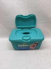 Pampers Blue Teal Baby Wipes Hard Case Container Pop Up Empty
