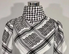 Black and White Cotton Keffiyeh Scarf: Traditional Palestinian Wrap