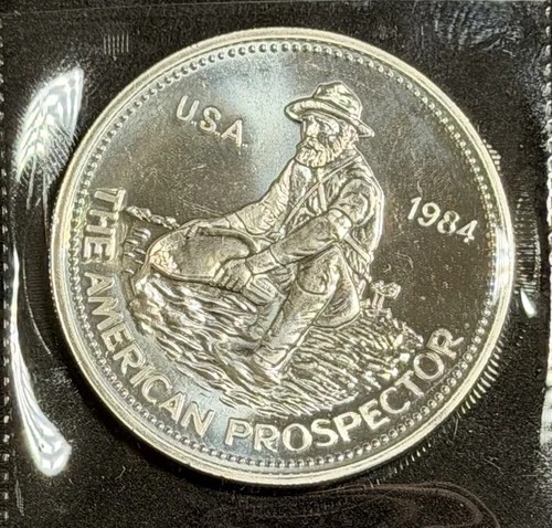 1984 1 oz Engelhard Prospector Silver Round ('E' Logo Reverse) BU-1 Troy Ounce