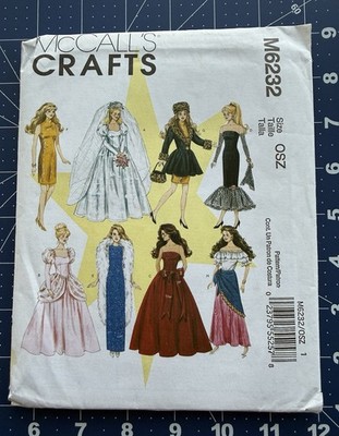 McCall s Crafts Pattern 6232 Sz 11.5 in Fashion Doll Clothes Evening Dress