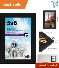 5x8 Picture Frame Shatter-Resistant Glass Engineered Wood Wall Tabletop