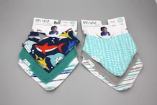QTY:6 NEW Lars & Lola Bandana Bibs 3-36 Months Sharks Cute Baby Teething Drool