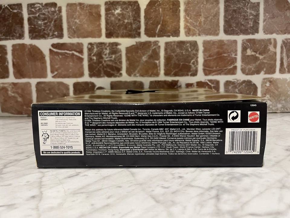 1994 Barbie As Scarlett O'Hara Hollywood Legends Collection #12045 MATTEL - NIB - Image 4 of 4