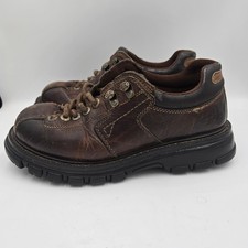 Vtg 90s Y2K GBX Chunky Brown Leather Utility Platform Shoes Men's 8.5 M Grunge