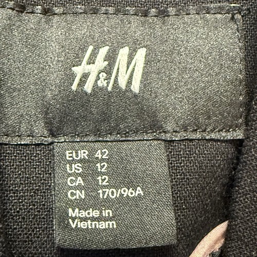 H&M Blazer Womens Size 12 Black Single breasted Hourglass Stand Up Collar Jacket - Picture 6 of 9