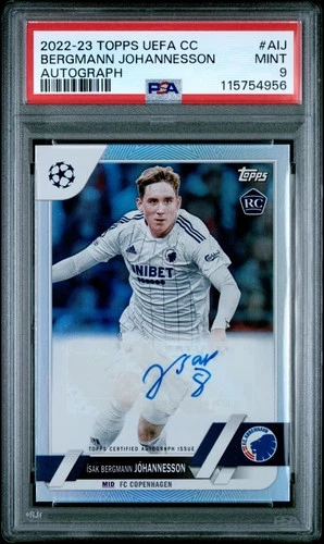 2022 Topps UEFA CLUB COMPETITIONS ISAK BERGMANN JOHANNESSON ROOKIE RC PSA 9 AUTO
