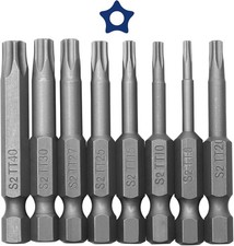 8 Pieces 5 Point Torx Screwdriver Bits Set, Magnetic Torx Security Head 1/4 Inc