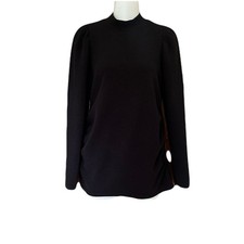 Motherhood Maternity Black Long Sleeve Top Small Puff Sleeve Side Blouse