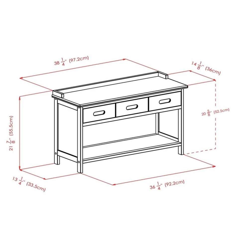Winsome Adriana 4 Piezas Almacenamiento Transicional Banco de Madera Maciza - Antiguo Nogal Foto 3 de 4