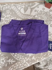 Adar Universal Scrubs V-Neck Top and Bottom Purple Unisex Medium