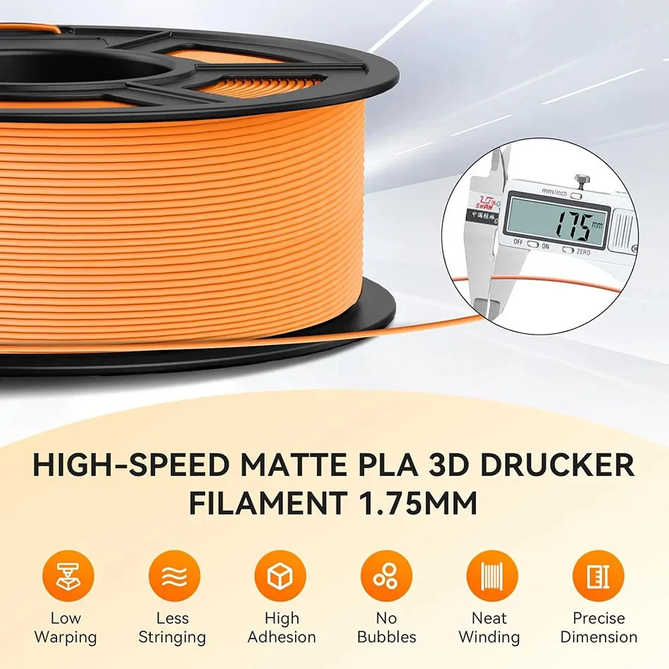 Filamento 3D mate PLA 1,75 mm filamento de impresora 3D 5 rollos/juego de material de impresión 3D Foto 2 de 4