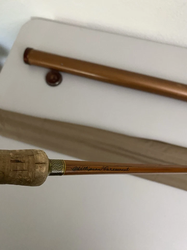 "Caña de pescar con mosca Phillipson Paramount de bambú de colección 4 piezas con tubo de viaje 102""" Foto 4 de 4