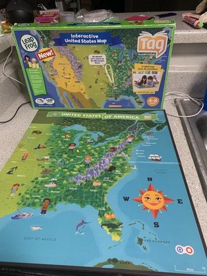 LEAP FROG INTERACTIVE UNITED STATES MAP TAG READING SYSTEM 2 SIDED MAP