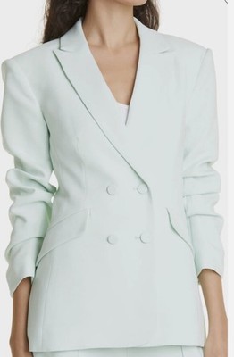 Cinq À Sept Women's Kris Ruched Sleeve Blazer Jacket  Mint Green Size 6