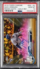 2018 TOPPS CHROME RC AUTO GOLD REFRACTOR #RA-AV ALEX VERDUGO #/50 PSA 10 AUTO