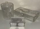 Vtg Mcm Atomic Starburst Lucite Vanity Set Tissue Box, Canister & Trinket Box