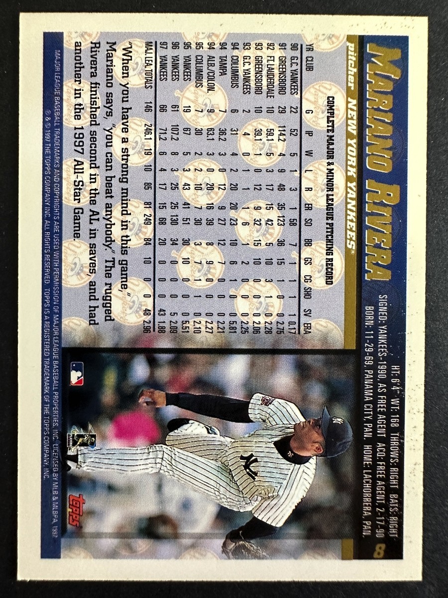 Mariano Rivera 1998 Topps Baseball Card New York Yankees #8 | eBay