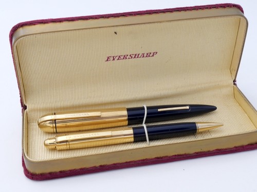 STYLO PLUME & PORTE MINE FOUNTAIN PEN COFFRET EVERSHARP SKYLINE PLUME OR 14 CTS