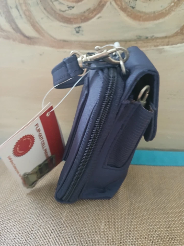 NUEVO CON ETIQUETAS Cartera Azul Abatible para Teléfono Celular con Correa Cruzada DePalma Enterprises Foto 4 de 4