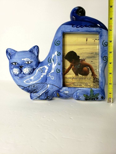 Cat frame blue 4x6 ceramic - Picture 4 of 4