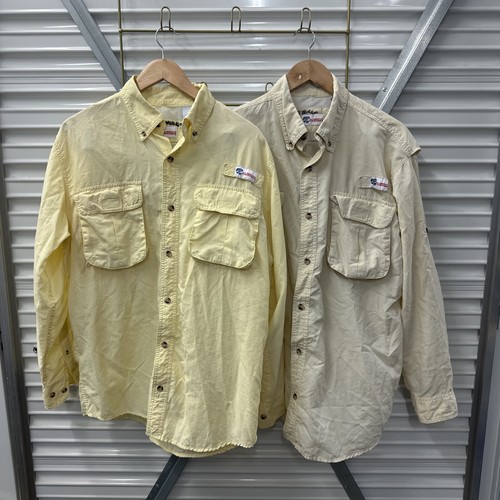 Lot (2) All American Fisherman Vented Shirt Long Sleeve Men Medium/Large Fishing