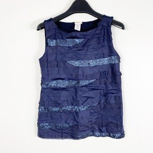 Crewcuts-Girls-Sleeveless-Navy-Blue-Sequin-Blouse-Shirt-Size-6-7