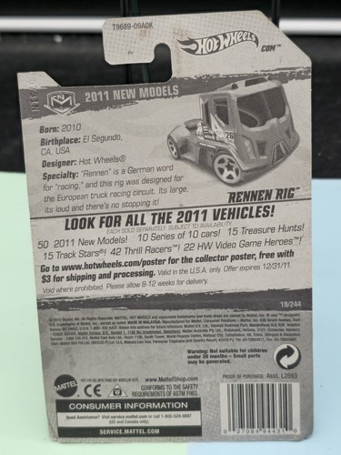 2011 Hot Wheels New Models Rennen Rig #19 Red - Picture 2 of 2