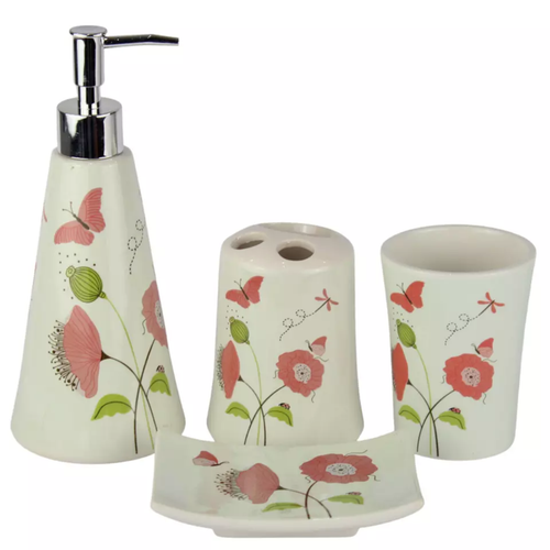 New Ceramic 4 Piece Bathroom Set Bathroom Sink Accessories Various Design - Picture 2 of 5