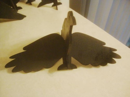 Halloween Decorativo Primitivo CUERVOS NEGROS x6 Luz Contrachapado con Soportes o Colgar! - Imagen 3 de 7