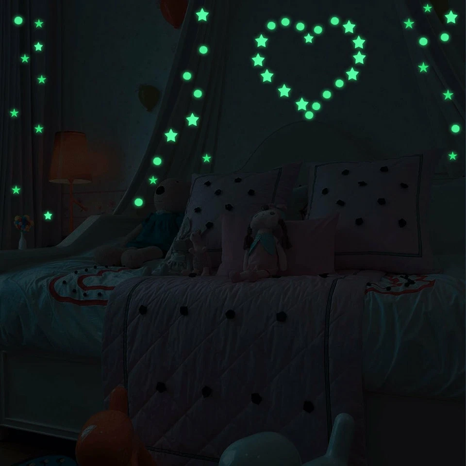 407pcs Dot Luminous Star Wall Stickers Home Room Decor Glow In The Dark Decal AU - image 3 of 4