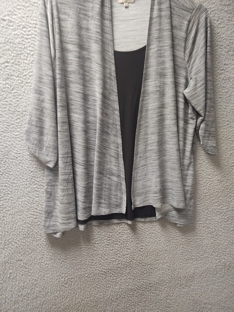 トップス mktmktmkt 727 Trend Open Front Shirt & Attached Tank Womens 2XL Gray Black