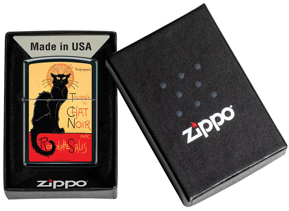 Chat Noir Black Matte Zippo Lighter
