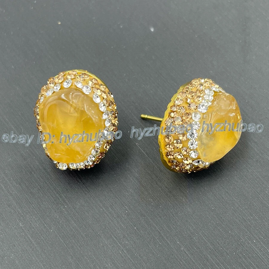 Pendientes de piedras preciosas crudas de topacio natural + anillo + colgante conjunto de collar cristal curativo Foto 3 de 4