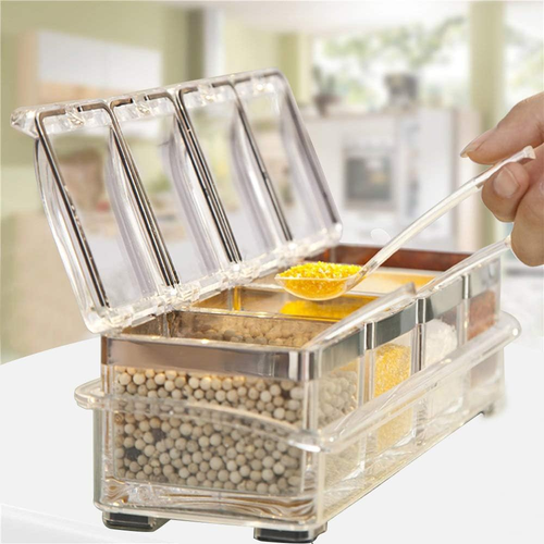 Kitchen Spice Pots 4 Pieces Clear Seasoning Box, Storage Container Condiment Jar - Picture 6 of 12