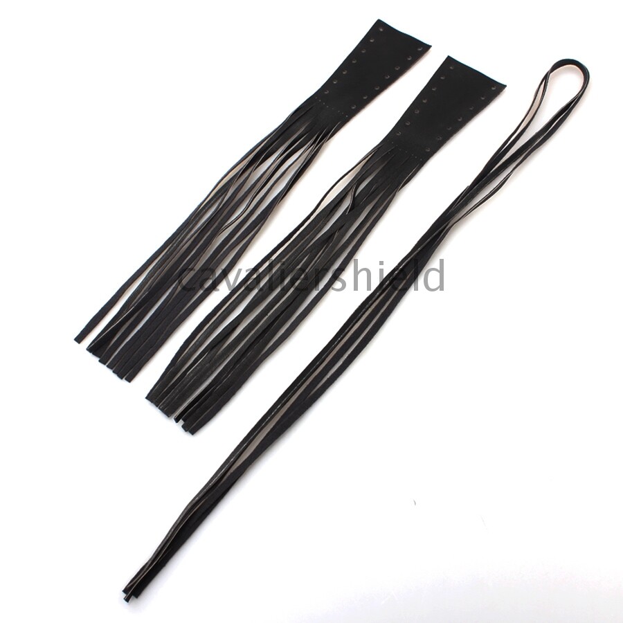Gaines Franges Cuir PU Pour Poignées Moto - 12 Pouces, Noires, Style Biker, Montage Universel