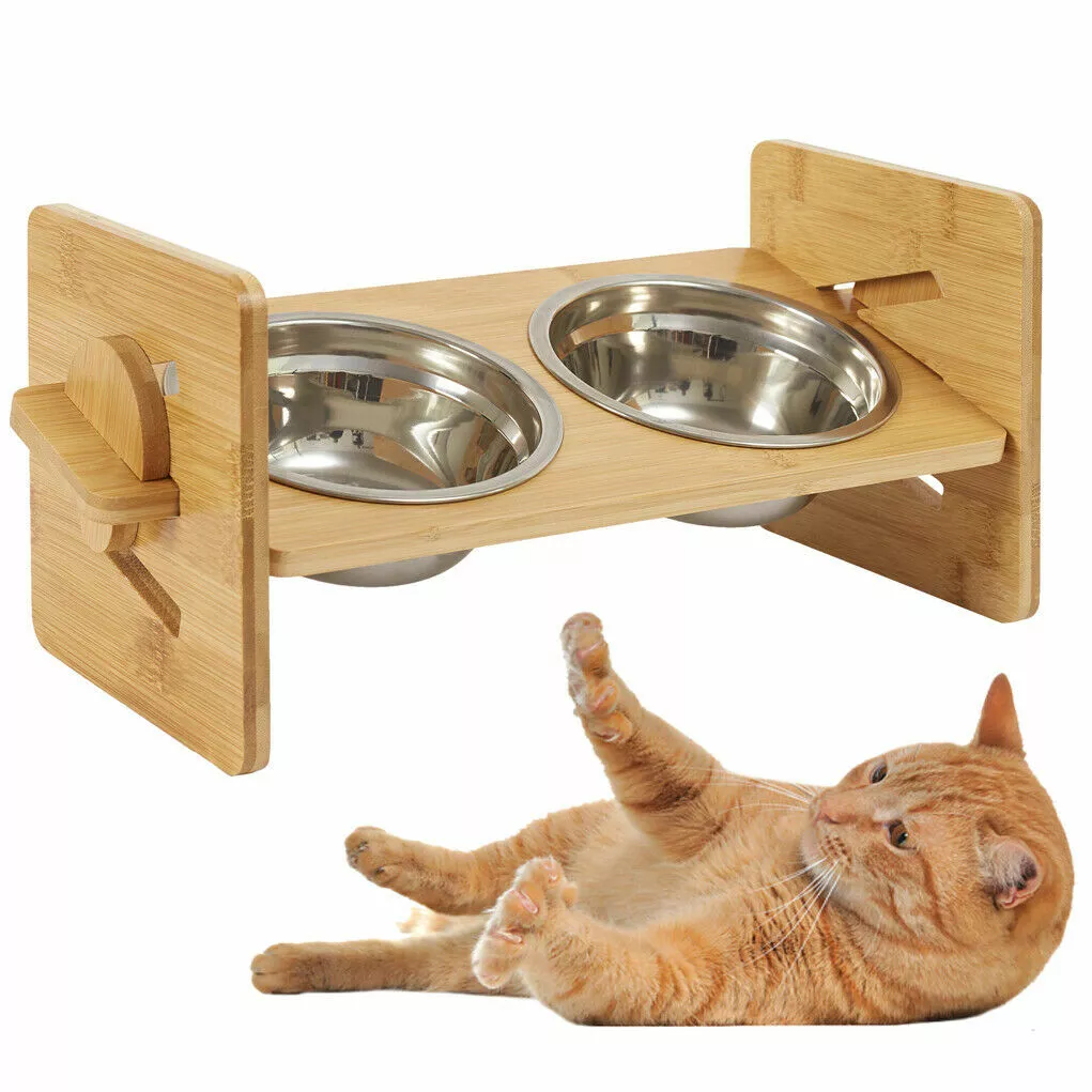 Elevated Cat Bowls 4 different angles and height Tilted Platform Pet Feeder