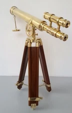 Brass Telescope with Wooden Tripod Working Scope Maritime Telescope Vintage Styl